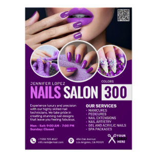 Paarse nagelsalon, schoonheidssalon, glanzend Post Perfect Poster