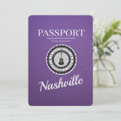 Paarse Nashville Passport Bewaar de datum Save The Date (Staand voorkant)