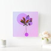 Paarse Natuur Abstracte wandklok Vierkante Klok (Huis)