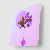 Paarse Natuur Abstracte wandklok Vierkante Klok (Hoek)