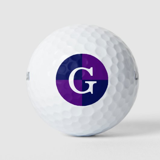 Paarse Navy Blue LG Checker Monogram Golfballen (Voorkant)
