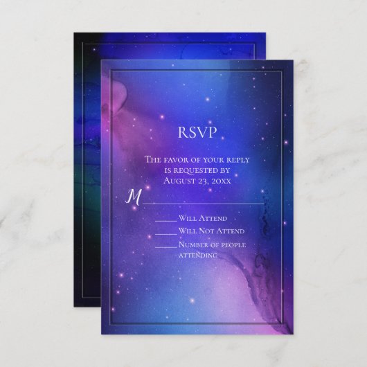 Paarse Nebula Celestial Art buitenruimtetracewedde Kaart (Voorkant / Achterkant)