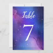 Paarse Nebula Celestial Art Wedding Table Number Kaart (Voorkant)