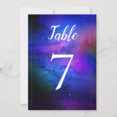 Paarse Nebula Celestial Art Wedding Table Number Kaart (Achterkant)