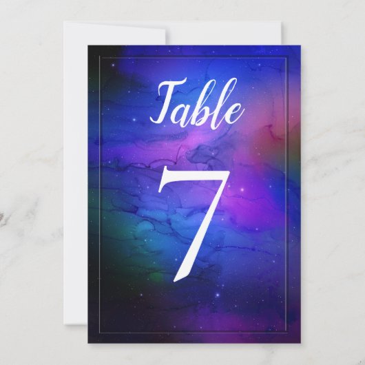 Paarse Nebula Celestial Art Wedding Table Number Kaart (Achterkant)