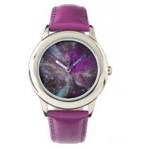 Paarse Nebula en Stars Watch Horloge