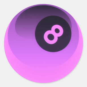 Paarse Neon 8 Ball Ronde Sticker
