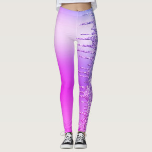 Paarse Neon Glitter Sparkly Drips Party Leggings