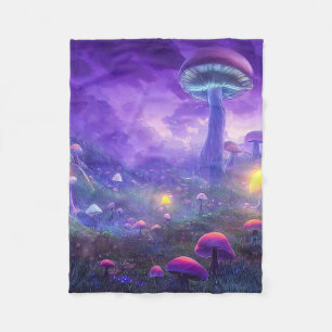 Paarse Neon Paddenstoelen Fleece Deken