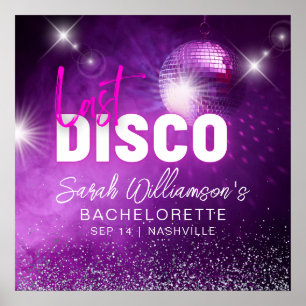 Paarse Neon Roze Laatste Disco Meidenavakantie Poster