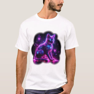 Paarse Neon Siamese Kat Met Blauwe Ogen & Steruitb T-shirt