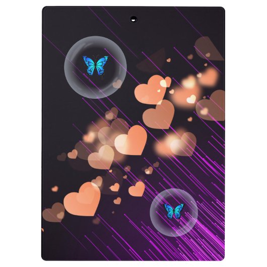 Paarse Neon Vlinder Meisjes Hart Schattigee Custom Klembord (Achterkant)