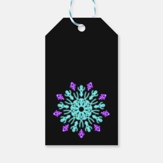 Paarse neonbloem cadeaulabel (Voorkant)