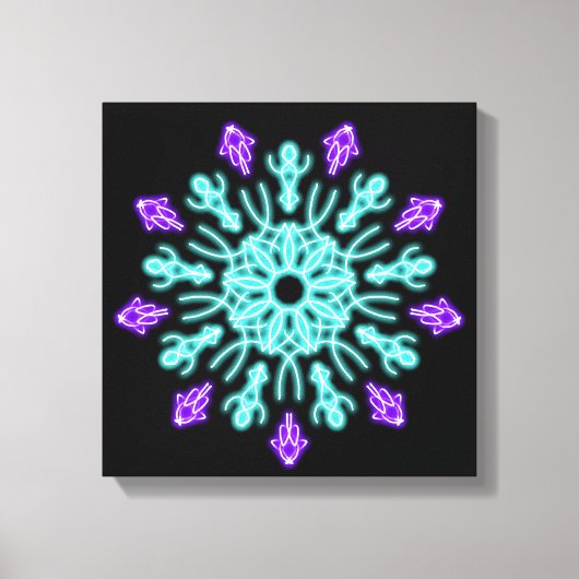 Paarse neonbloem canvas afdruk (Voorkant)