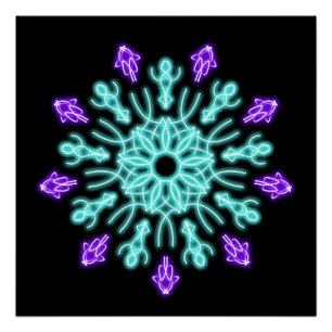 Paarse neonbloem perfect poster