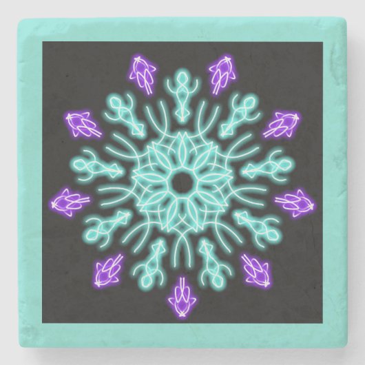 Paarse neonbloem stenen onderzetter (Voorkant)