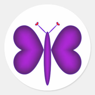 Paarse neonharten vlinder ronde sticker