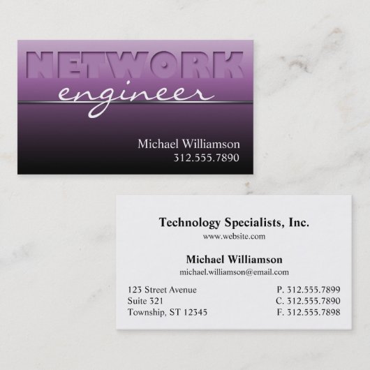 Paarse netwerktechnologie Slank Visitekaartje (Voorkant / Achterkant)