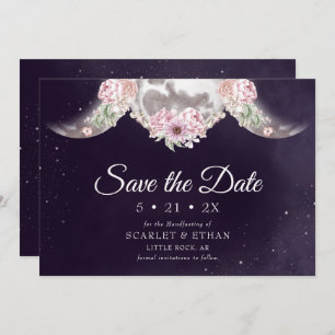 Paarse Night Sky Floral Triple Moon Handfasting Save The Date