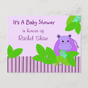 Paarse Nijlpaard Baby Shower Kaart