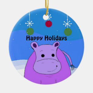Paarse Nijlpaard Kerst Ornament