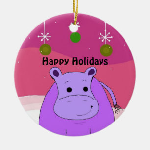 Paarse Nijlpaard Kerst Ornament
