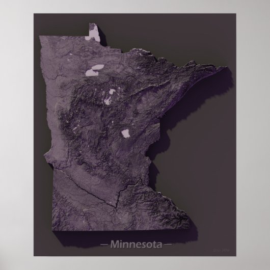 Paarse noodkaart van Minnesota Poster (Voorkant)
