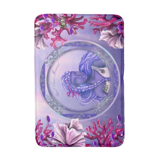 Paarse Ocean Mermaid Bath Mat (Voorkant Verticaal)
