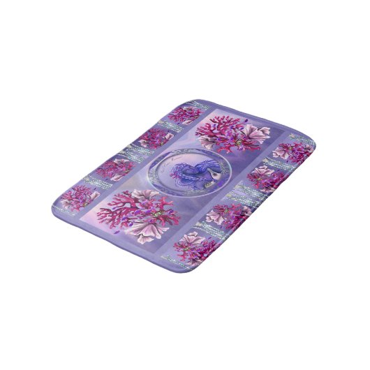 Paarse Ocean Mermaid Bath Mat (Gekanteld)