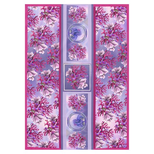 Paarse Ocean Mermaid Tafelkleed (Voorkant)