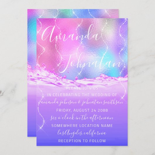 Paarse Ocean Pink Waves Ocean Spark Kaart (Voorkant / Achterkant)