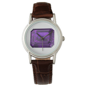 Paarse Octagon Amethyst Wrist Watch Horloge