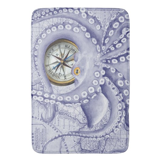 Paarse octopus Compass Badmat (Voorkant Verticaal)