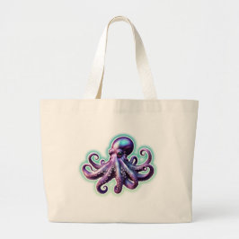 Paarse octopus grote tote bag