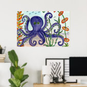 Paarse octopus poster (Thuiskantoor)