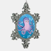 Paarse octopus tin sneeuwvlok ornament (Links)