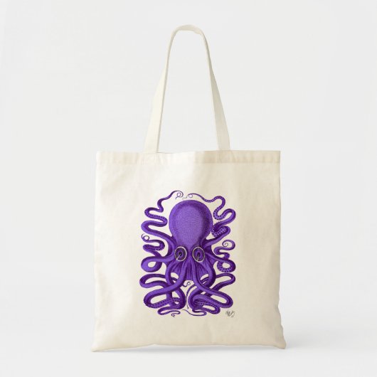 Paarse octopus tote bag (Voorkant)