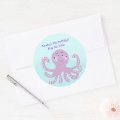 Paarse Octopus Verjaardag Custom Favor Sticker (Envelop)