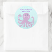 Paarse Octopus Verjaardag Custom Favor Sticker (Tas)