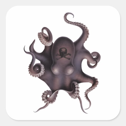 Paarse octopus vierkante sticker (Voorkant)