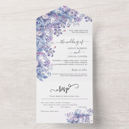 Paarse olievlek in één keer all in one uitnodiging (Binnen)