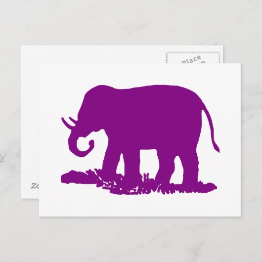 Paarse olifant briefkaart (Voorkant / Achterkant)