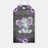Paarse olifant dank u Label rustieke bloemen Cadeaulabel (Achterkant)