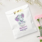 Paarse Olifant Favor Bag, jouw tekst aanpassen Bedankzakje (Gezegeld)
