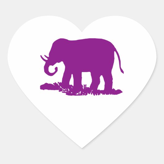 Paarse olifant hart sticker (Voorkant)
