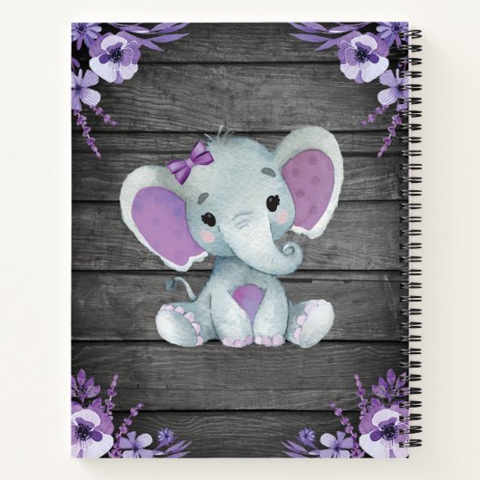 Paarse Olifant Hues Boek Baby shower Verjaardag (Achterkant)