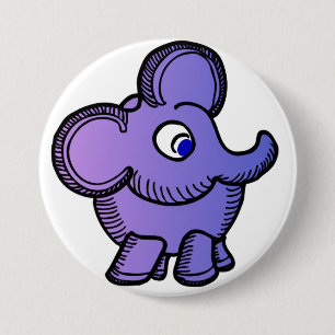 Paarse olifant ronde button 7,6 cm