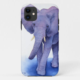 paarse olifant waterverf kunst op meerdere objecte iPhone 11 hoesje