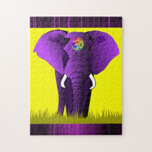 Paarse olifantenpuzzel legpuzzel