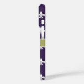 Paarse Olijfgroene witte vloour de Lis Monogram Case-Mate iPhone Case (Achterkant / Links)